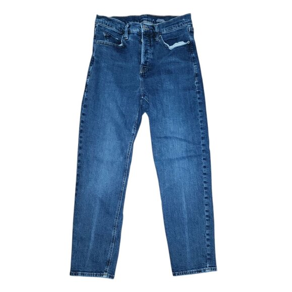 Old Navy Jeans Womens 4 Blue Denim Extra High Rise Sky Hi Straight Button Fly - Picture 1 of 4